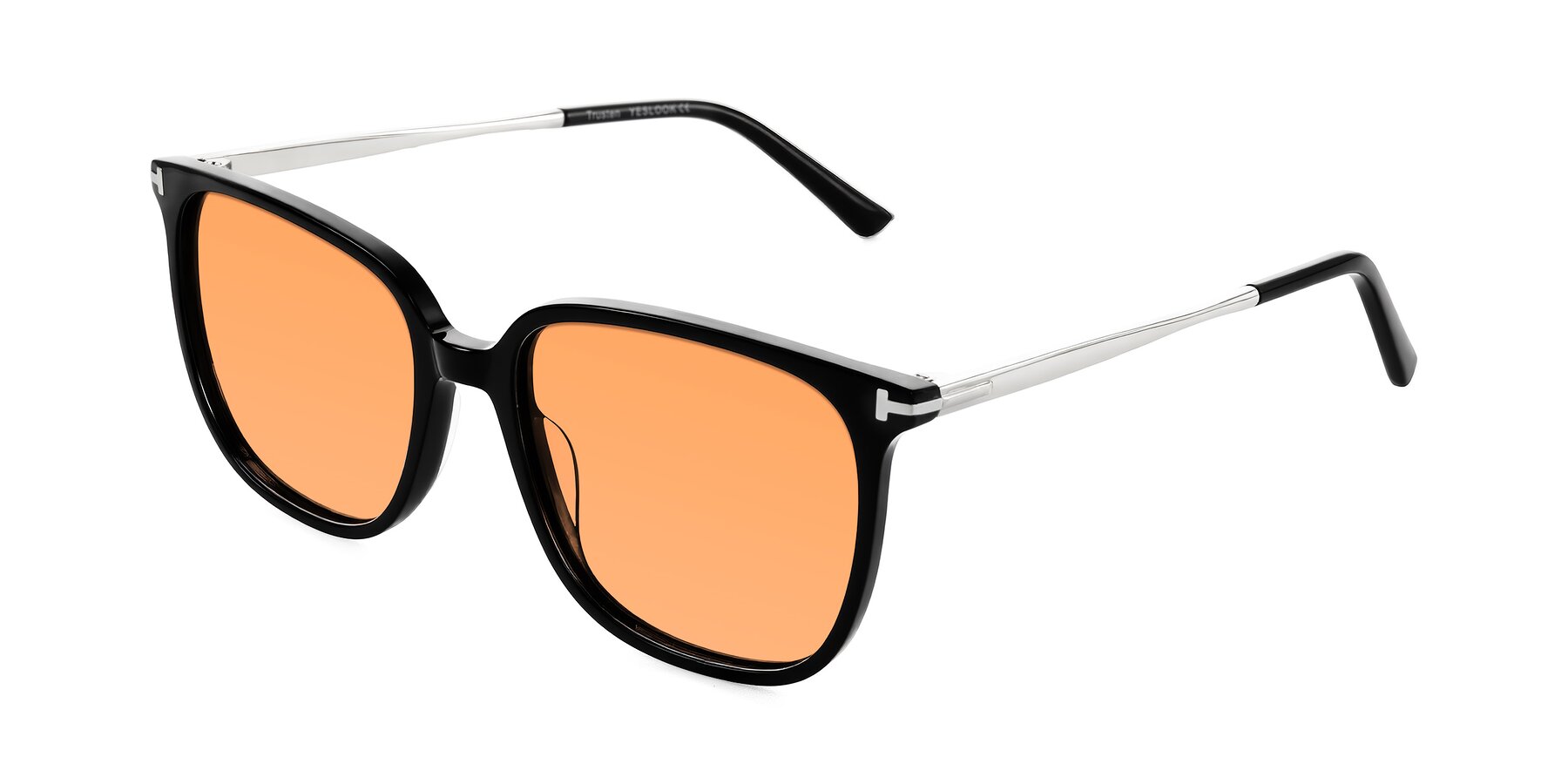 Angle of Trusten in Black with Medium Orange Tinted Lenses