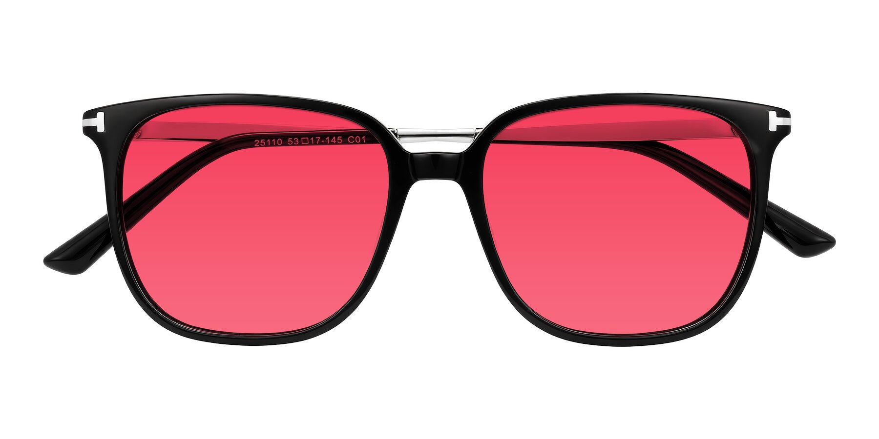 Folded Front of Trusten in Black with Red Tinted Lenses