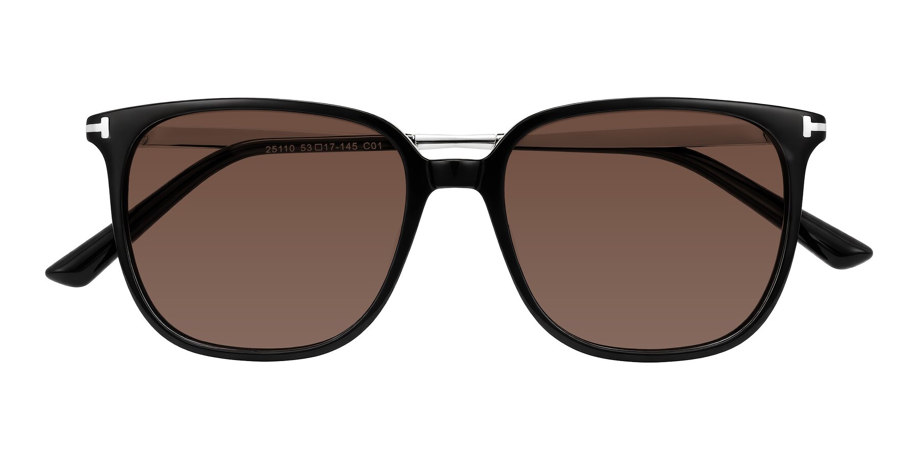 Folded Front of Trusten in Black with Brown Tinted Lenses