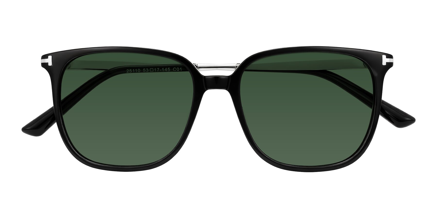 Folded Front of Trusten in Black with Green Tinted Lenses