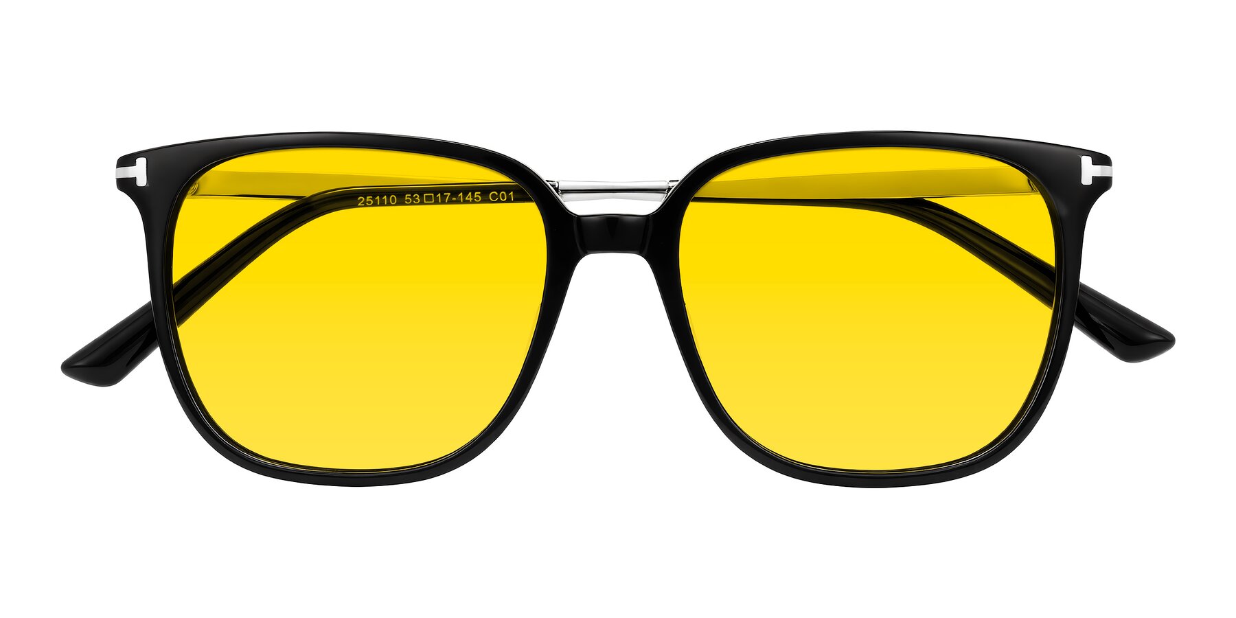 Folded Front of Trusten in Black with Yellow Tinted Lenses