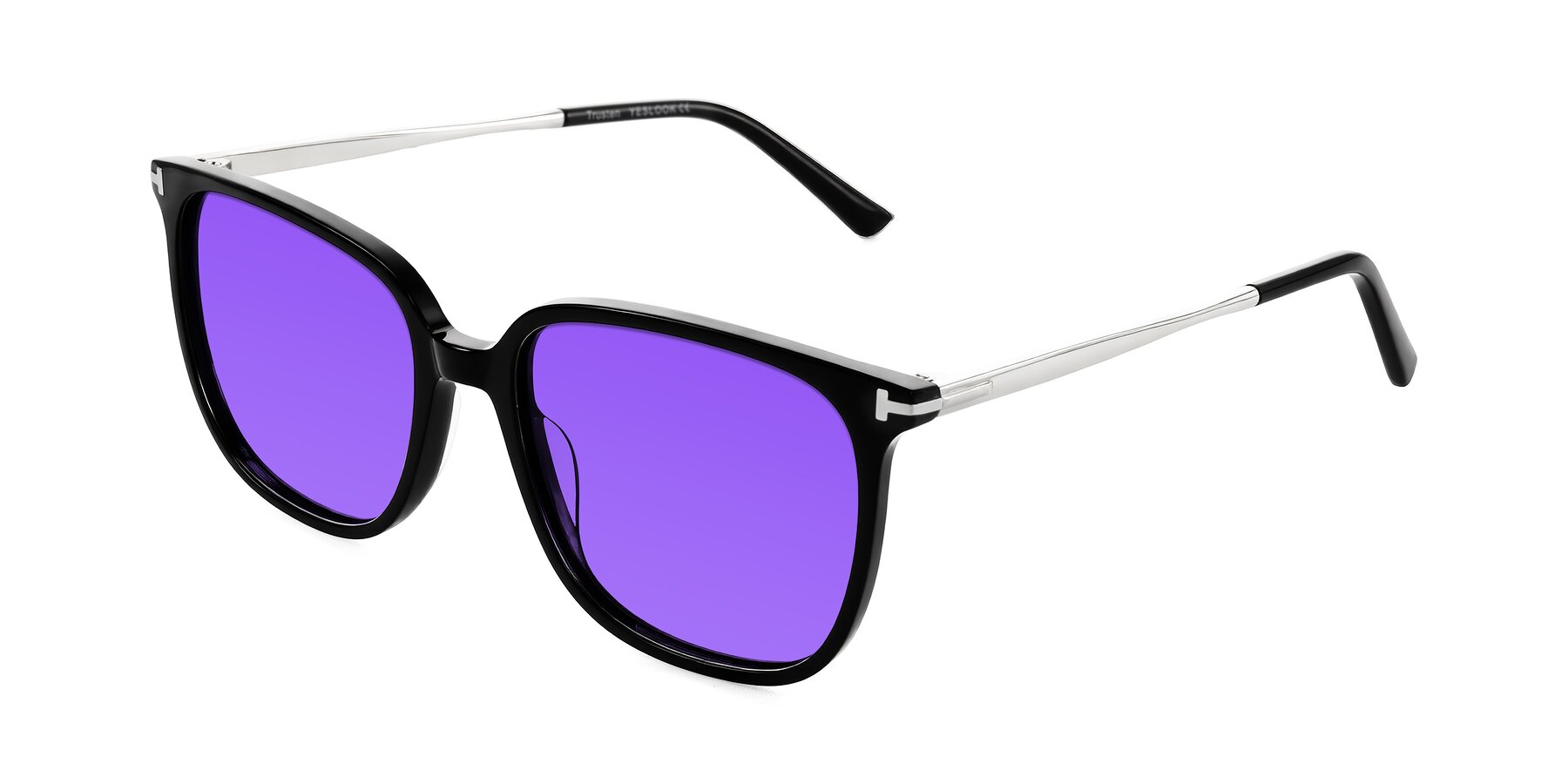 Angle of Trusten in Black with Purple Tinted Lenses