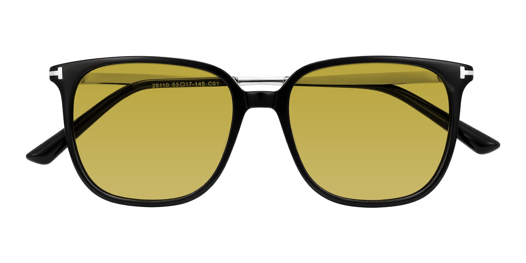 Folded Front of Trusten in Black with Champagne Tinted Lenses