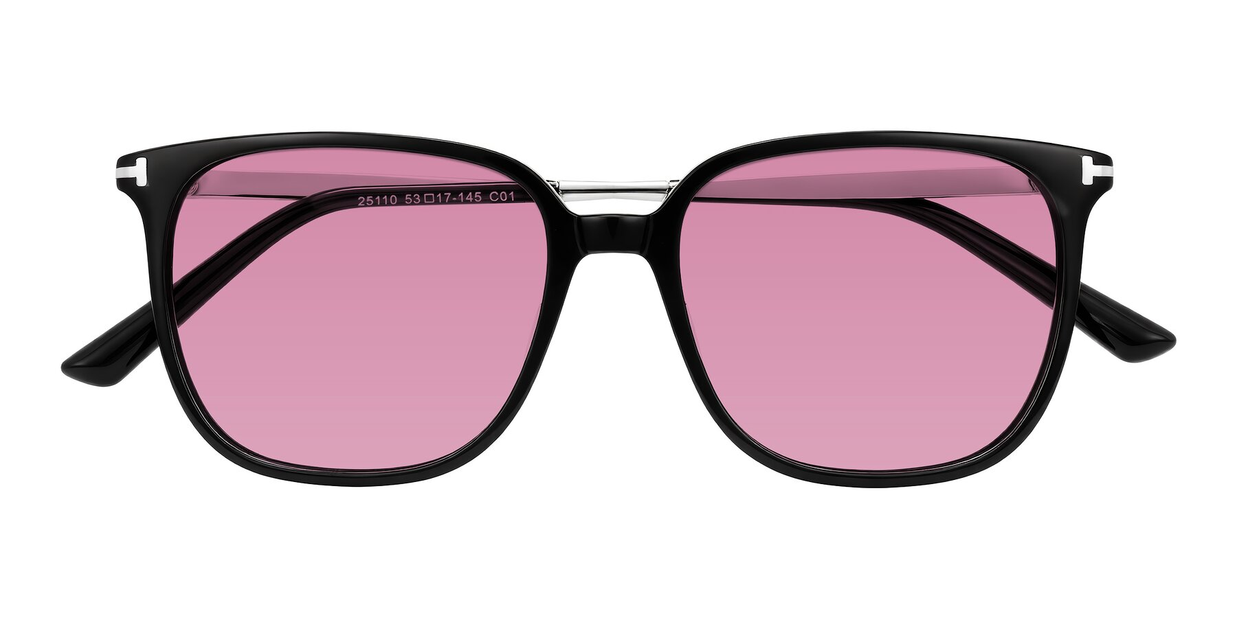 Folded Front of Trusten in Black with Medium Wine Tinted Lenses