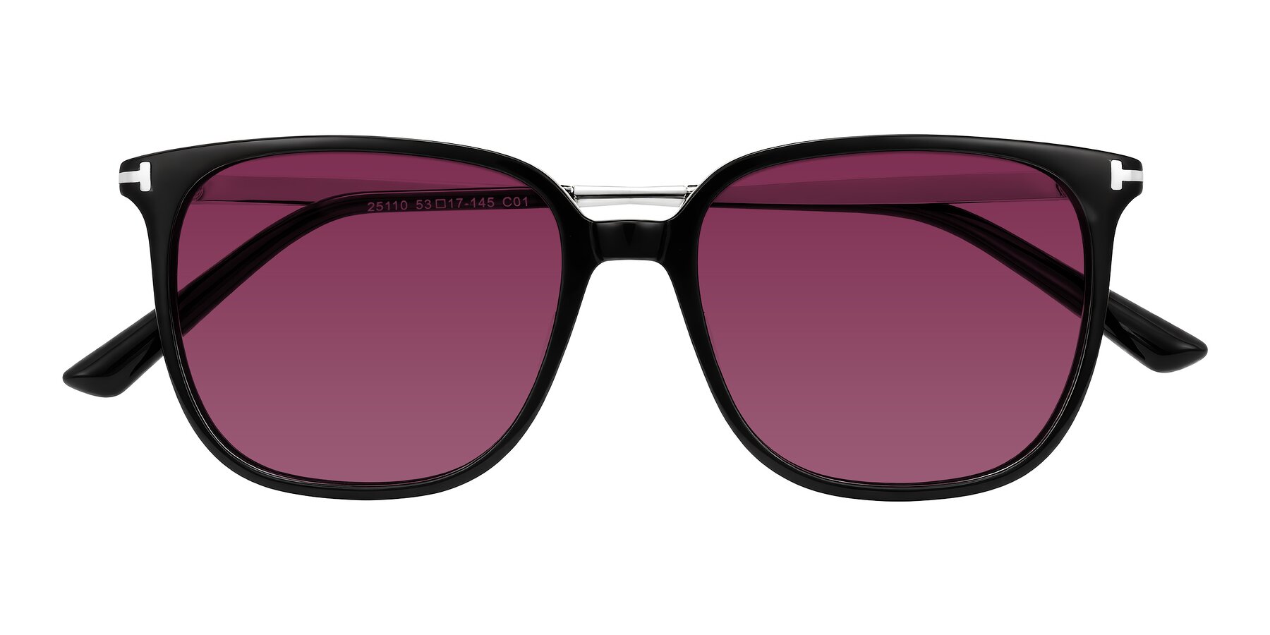 Folded Front of Trusten in Black with Wine Tinted Lenses