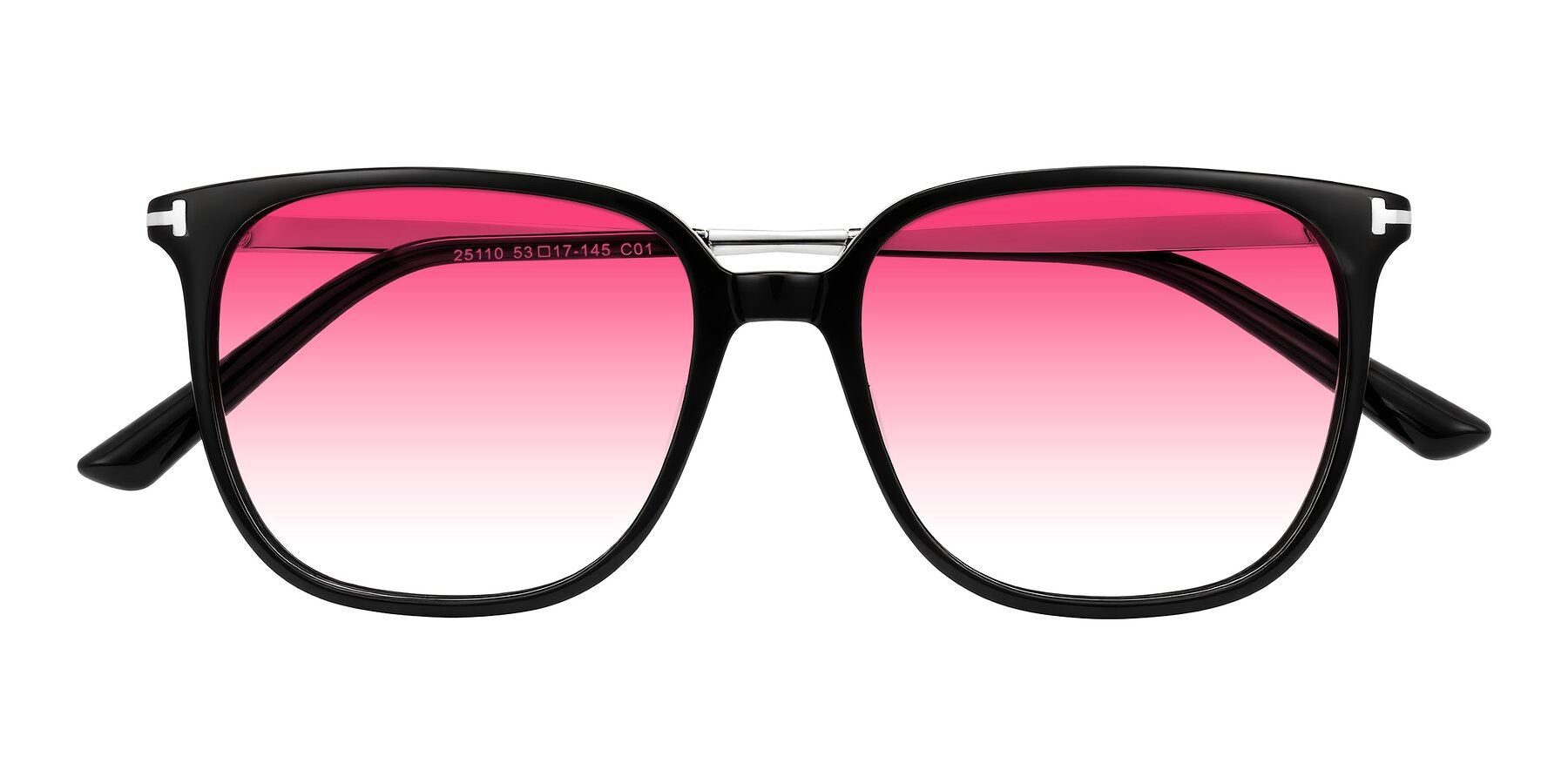 Folded Front of Trusten in Black with Pink Gradient Lenses