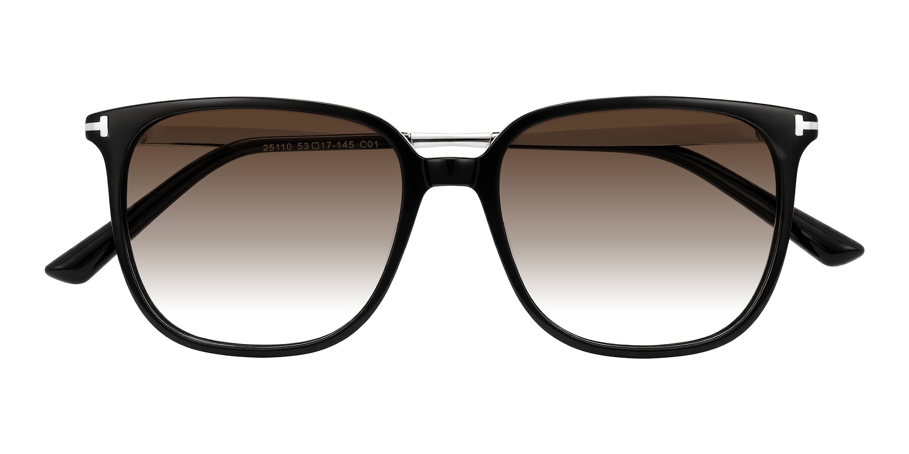 Folded Front of Trusten in Black with Brown Gradient Lenses