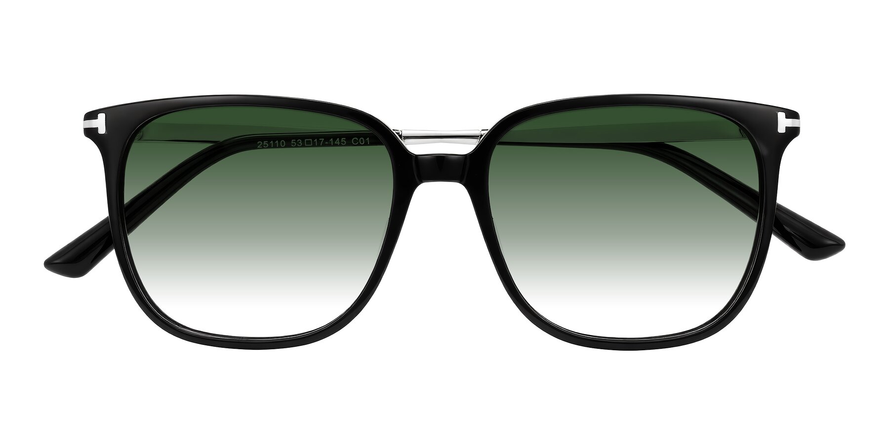 Folded Front of Trusten in Black with Green Gradient Lenses