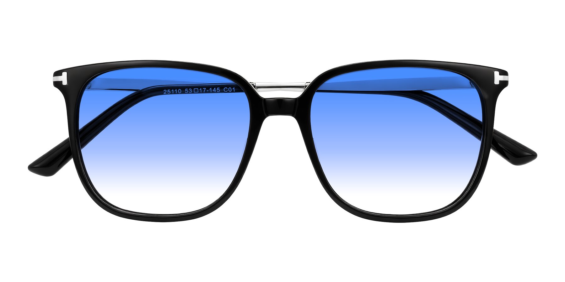 Folded Front of Trusten in Black with Blue Gradient Lenses