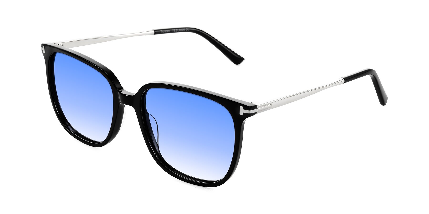 Angle of Trusten in Black with Blue Gradient Lenses