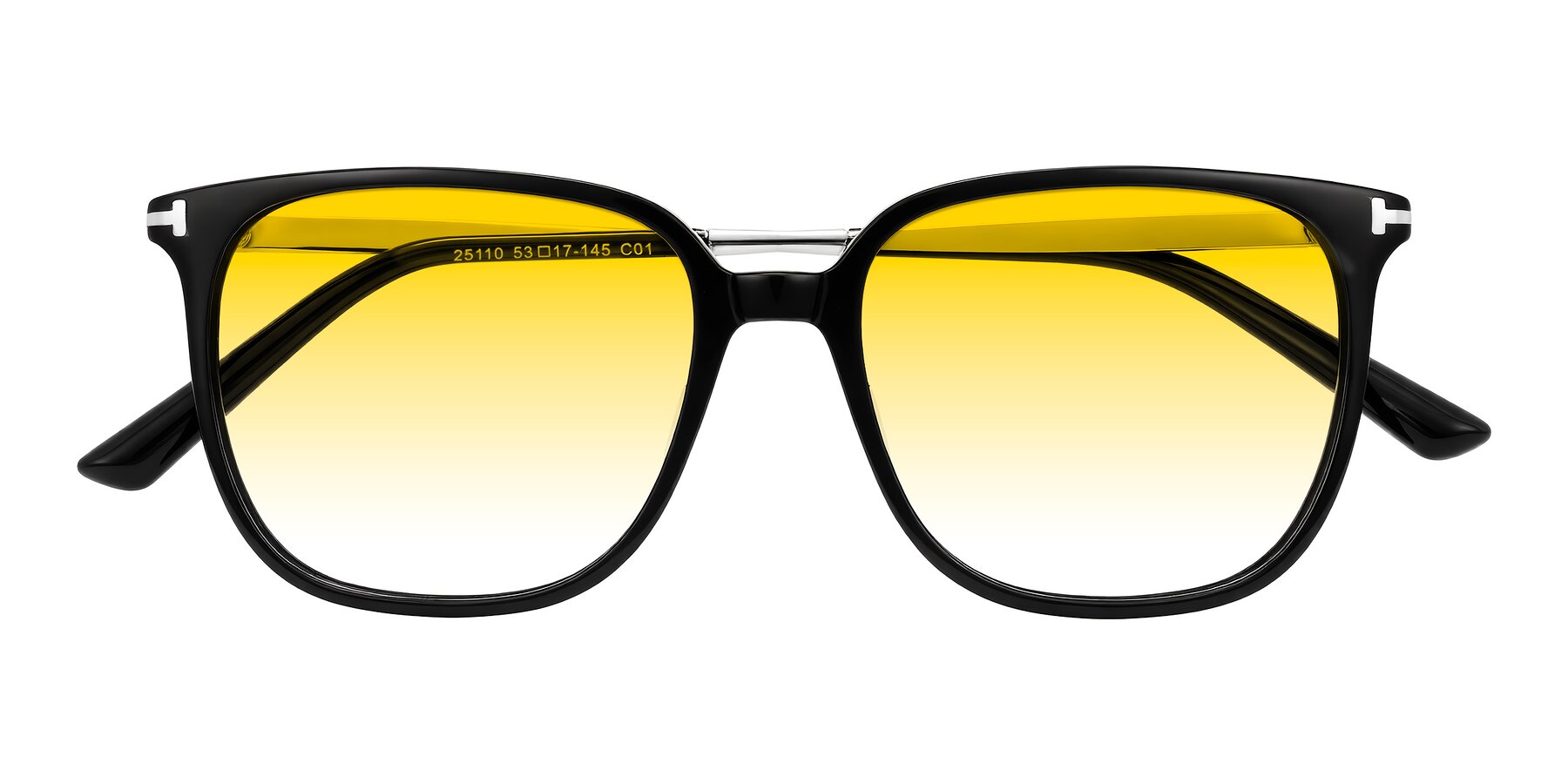 Folded Front of Trusten in Black with Yellow Gradient Lenses
