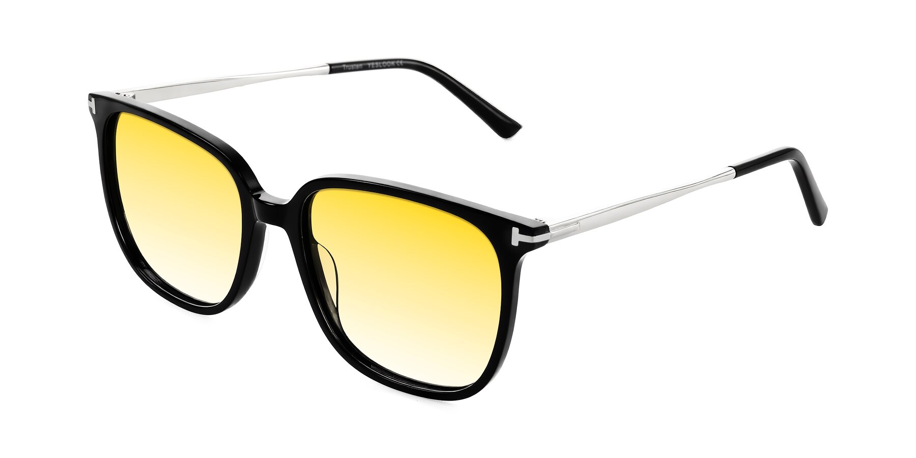 Angle of Trusten in Black with Yellow Gradient Lenses