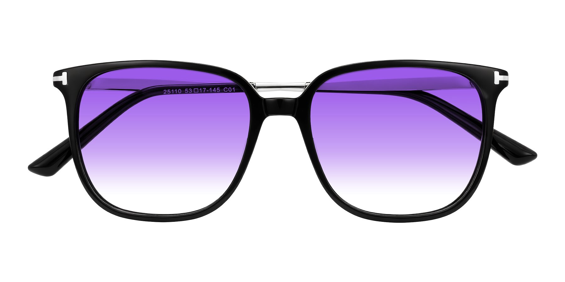 Folded Front of Trusten in Black with Purple Gradient Lenses