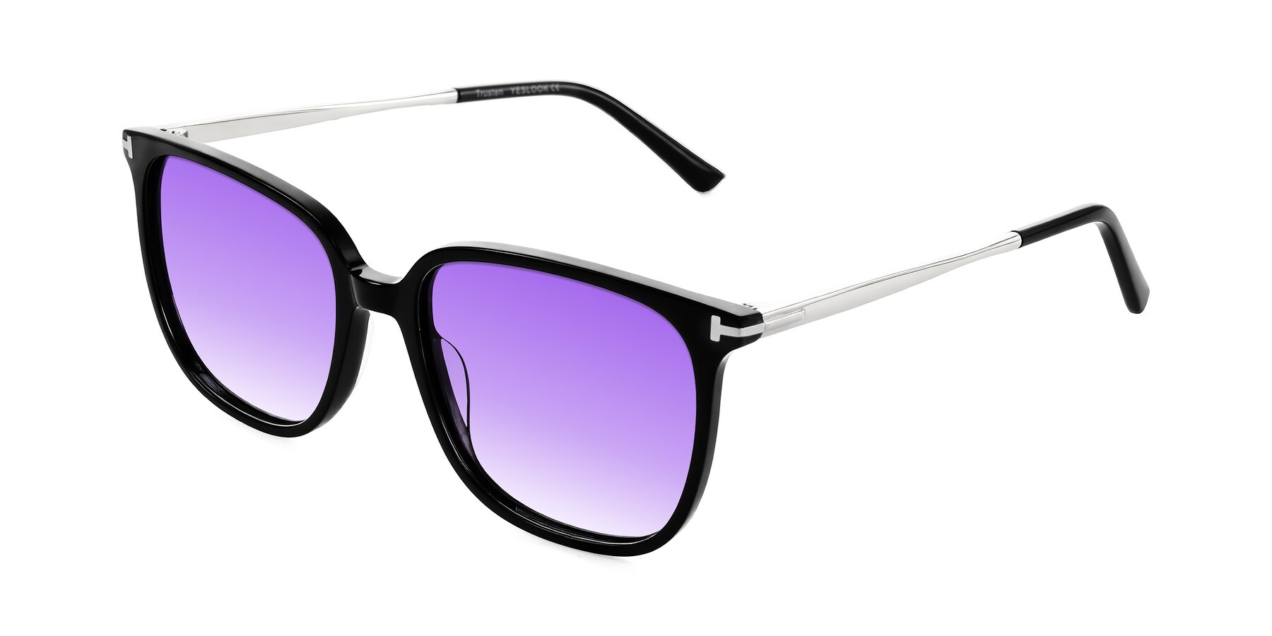 Angle of Trusten in Black with Purple Gradient Lenses