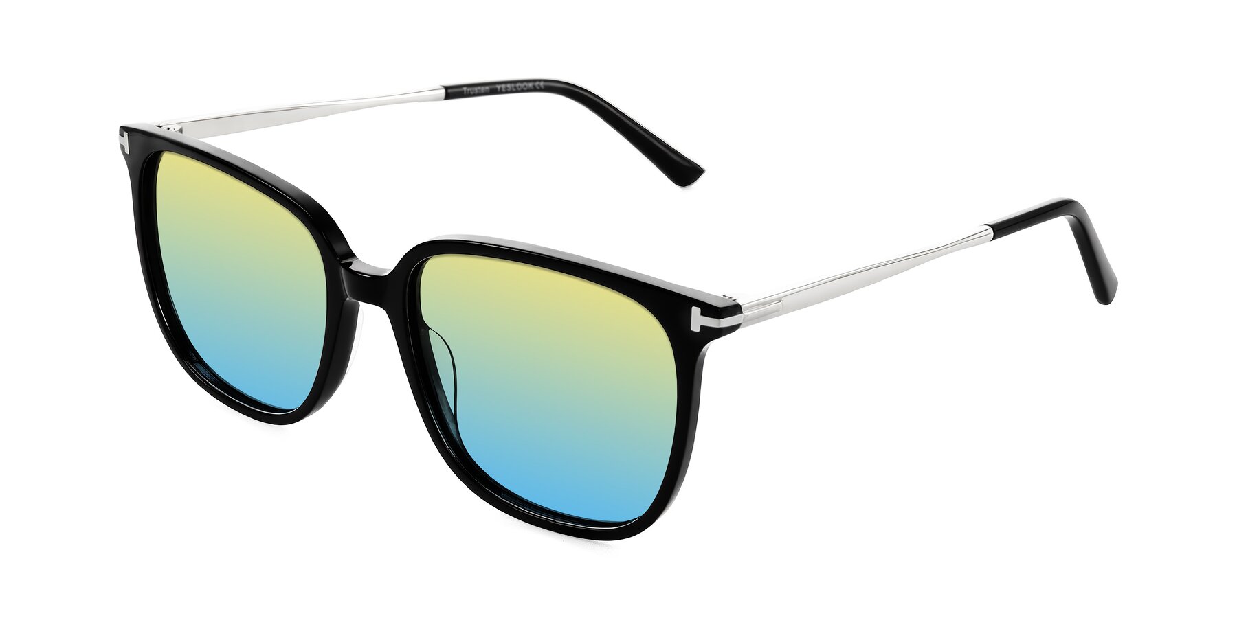 Angle of Trusten in Black with Yellow / Blue Gradient Lenses