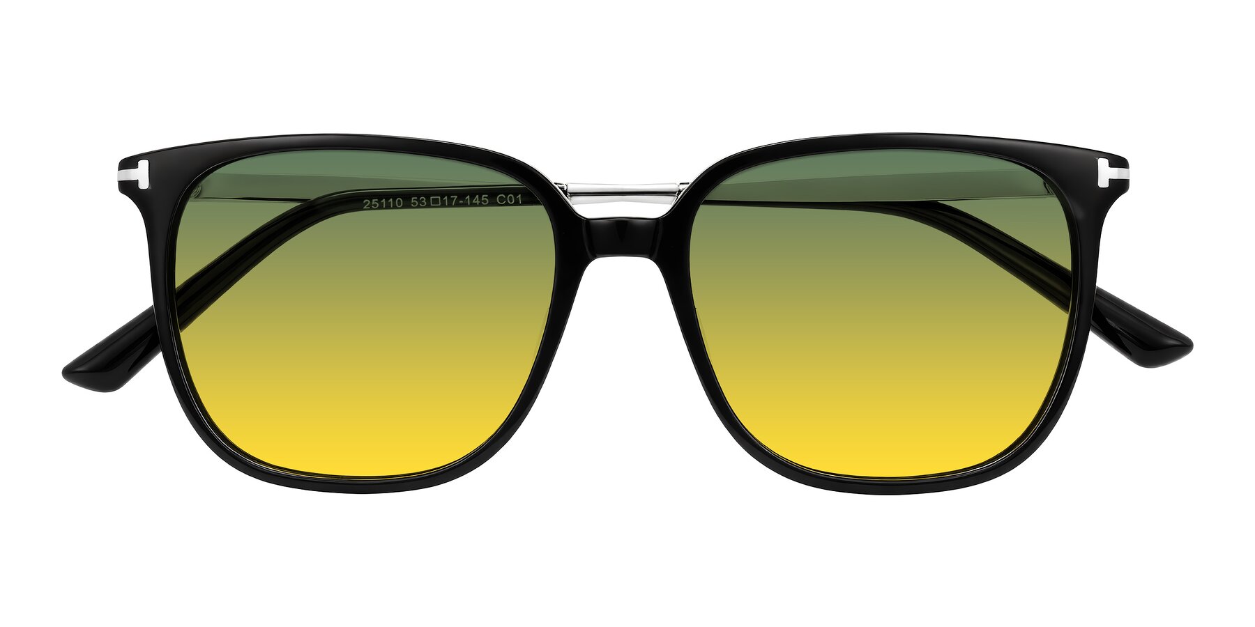 Folded Front of Trusten in Black with Green / Yellow Gradient Lenses