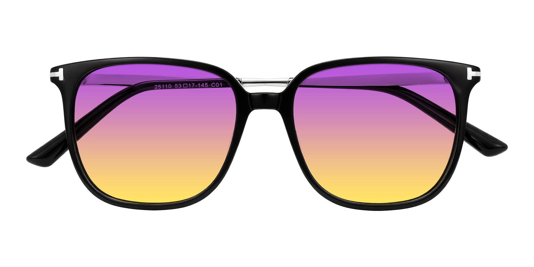 Folded Front of Trusten in Black with Purple / Yellow Gradient Lenses