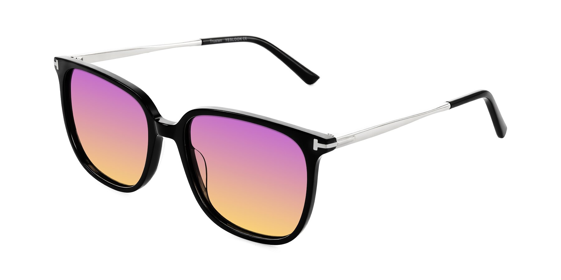 Angle of Trusten in Black with Purple / Yellow Gradient Lenses