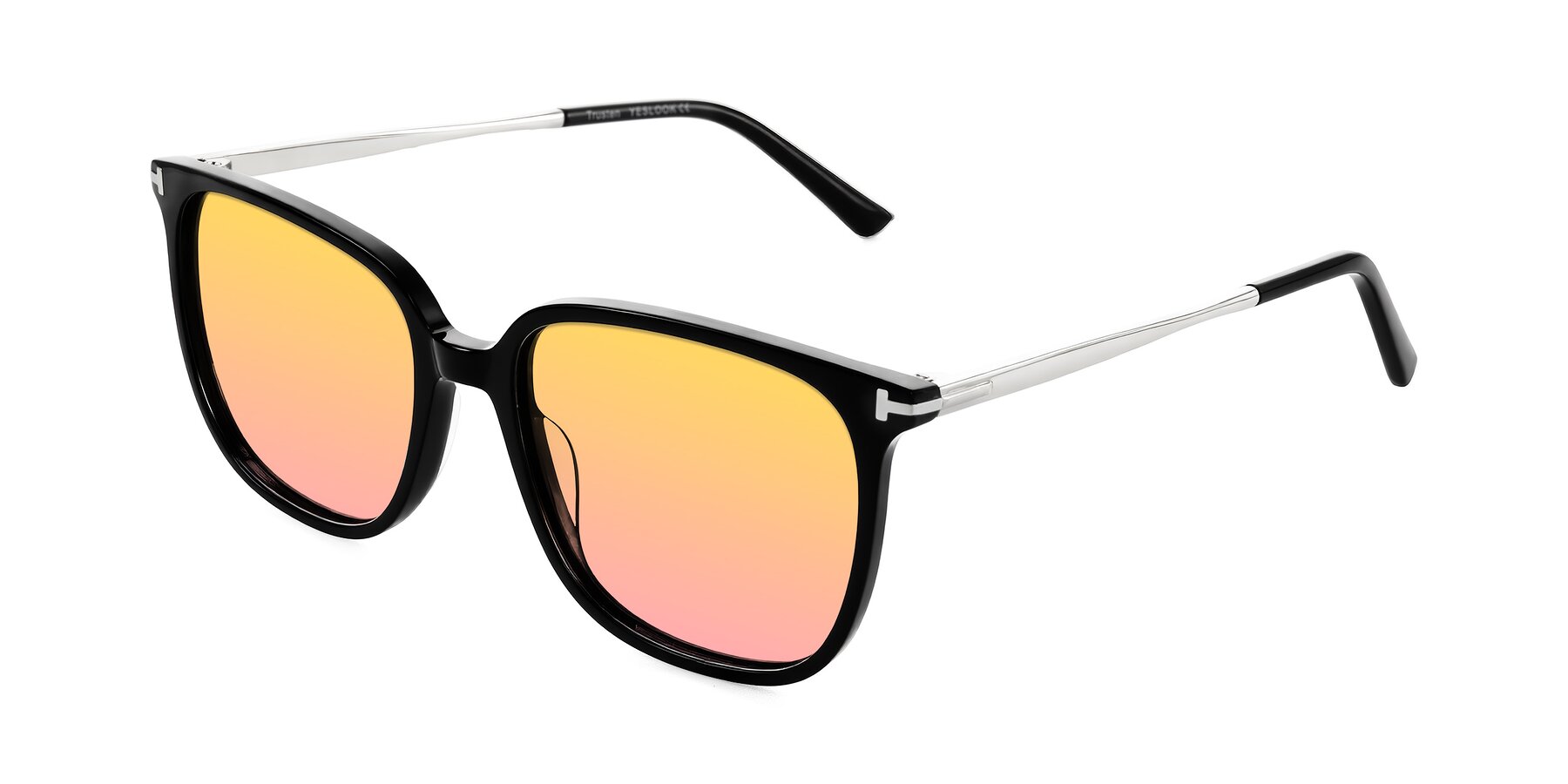 Angle of Trusten in Black with Yellow / Pink Gradient Lenses