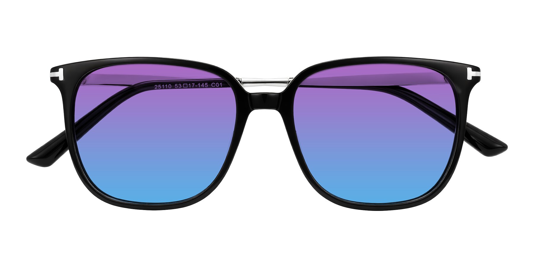 Folded Front of Trusten in Black with Purple / Blue Gradient Lenses
