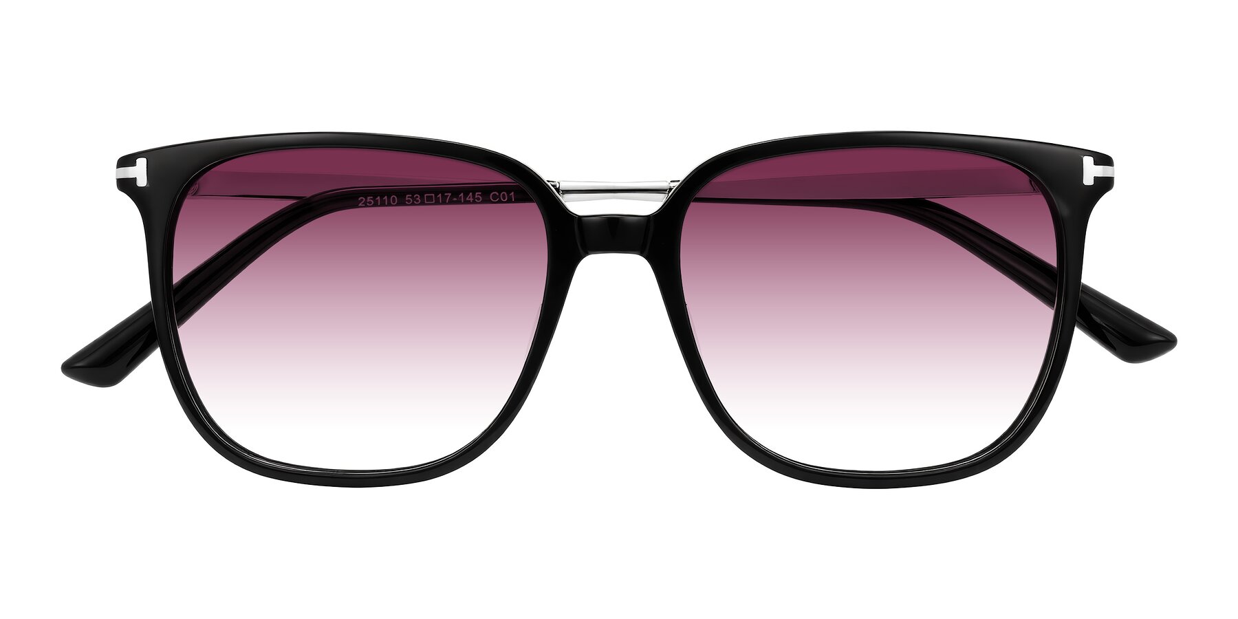 Folded Front of Trusten in Black with Wine Gradient Lenses
