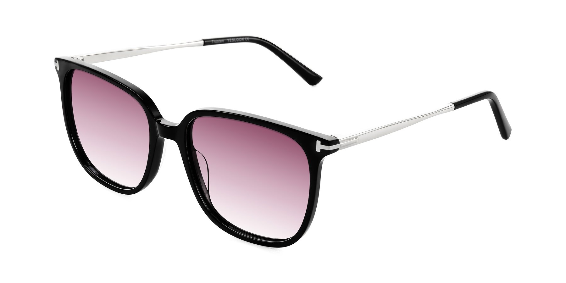 Angle of Trusten in Black with Wine Gradient Lenses