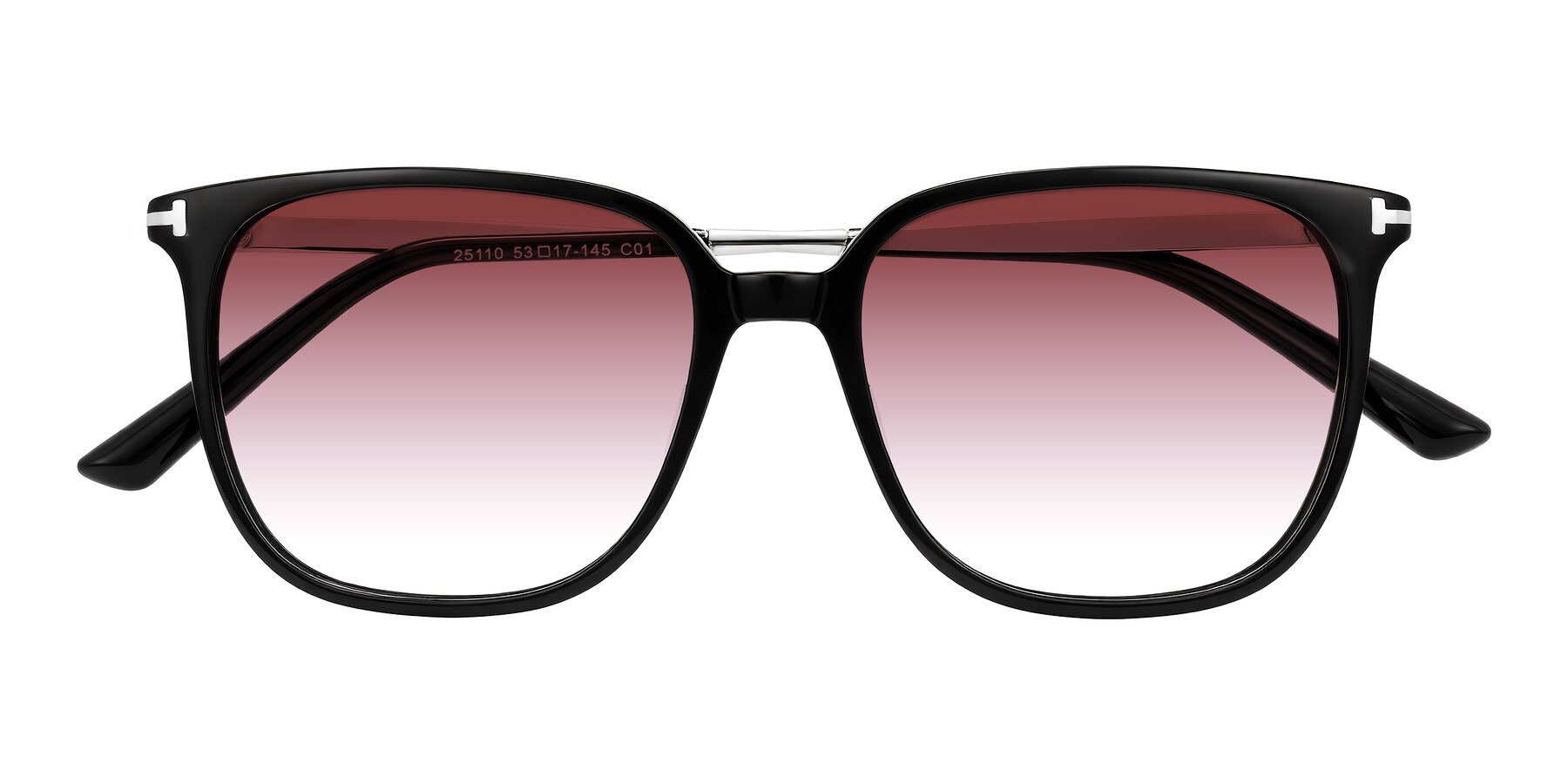 Folded Front of Trusten in Black with Garnet Gradient Lenses