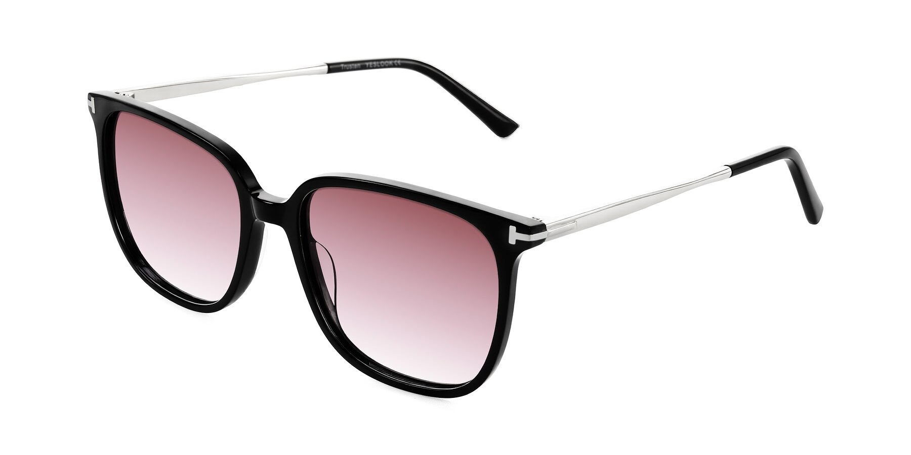 Angle of Trusten in Black with Garnet Gradient Lenses