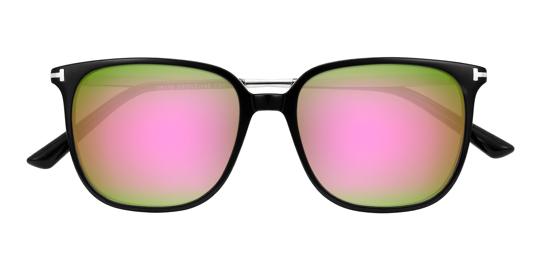 Folded Front of Trusten in Black with Pink Mirrored Lenses