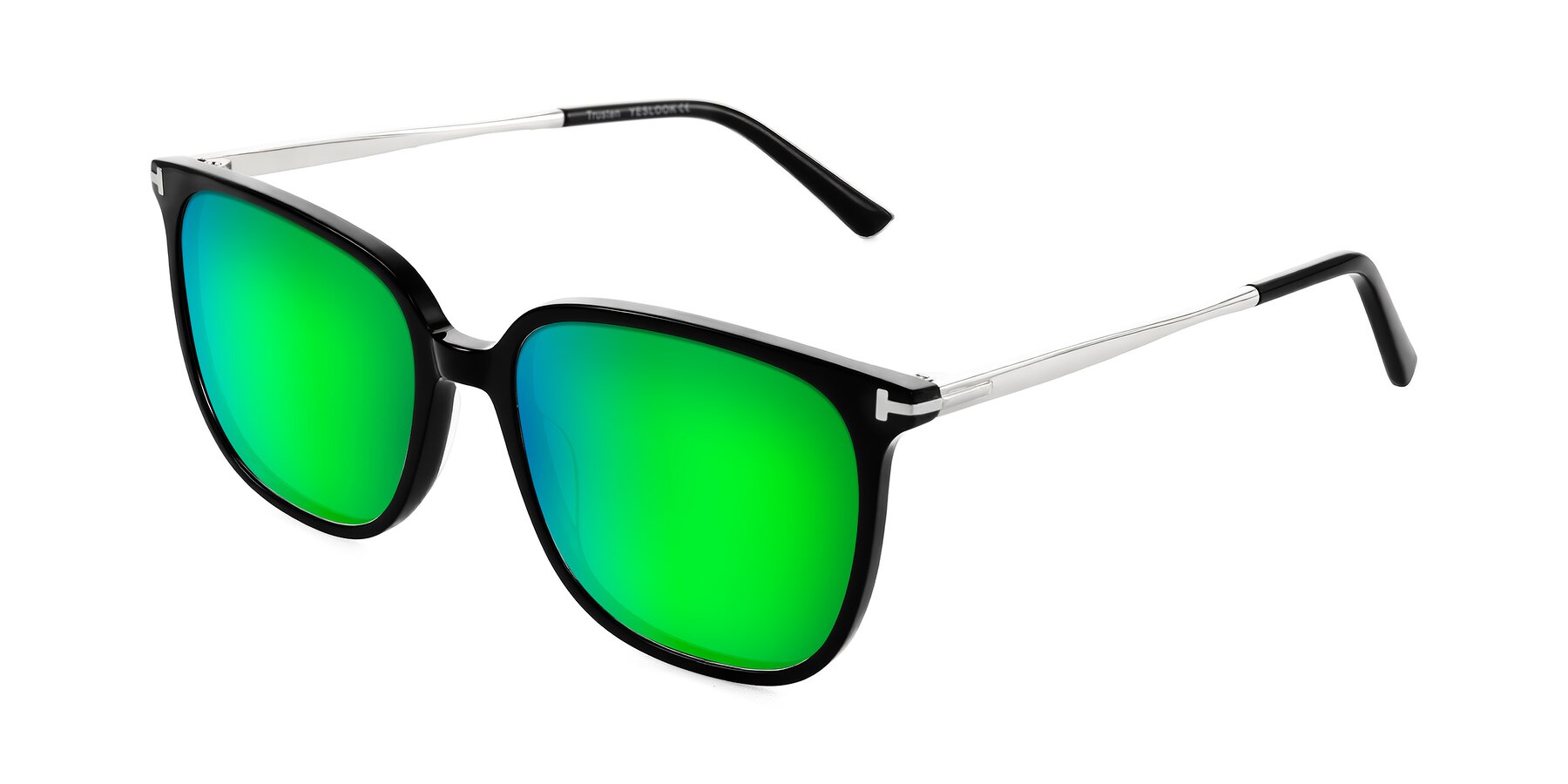 Angle of Trusten in Black with Green Mirrored Lenses