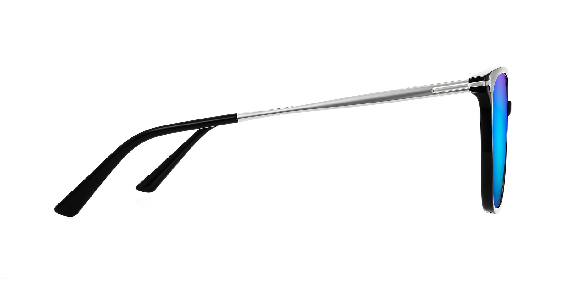 Side of Trusten in Black with Blue Mirrored Lenses
