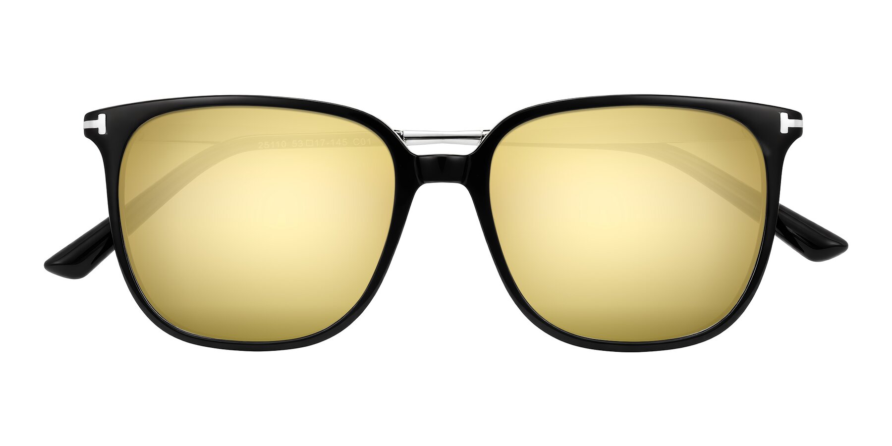 Folded Front of Trusten in Black with Gold Mirrored Lenses