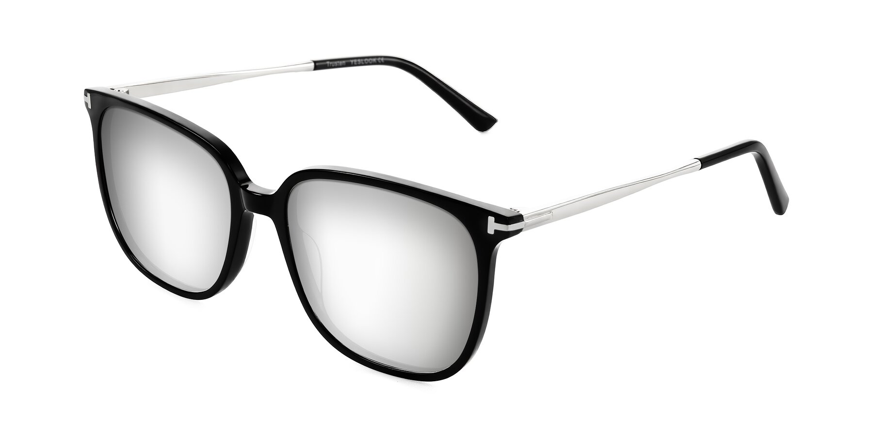 Angle of Trusten in Black with Silver Mirrored Lenses