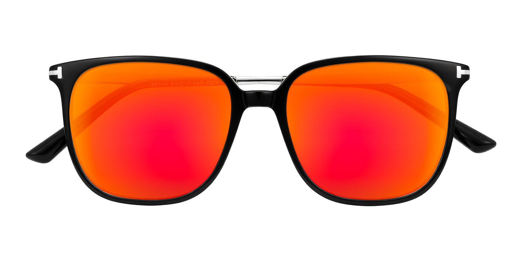 Folded Front of Trusten in Black with Red Gold Mirrored Lenses