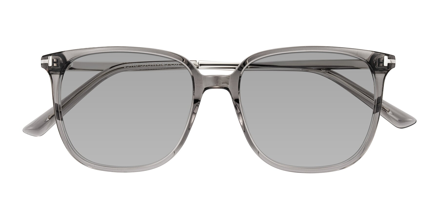 Folded Front of Trusten in Transparent Gray with Light Gray Tinted Lenses