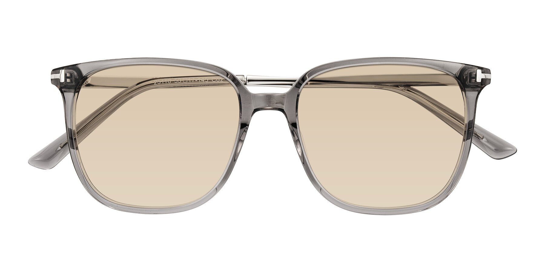 Folded Front of Trusten in Transparent Gray with Light Brown Tinted Lenses