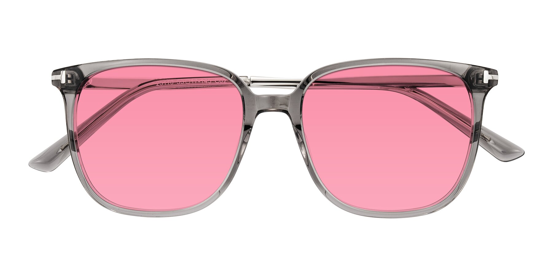 Folded Front of Trusten in Transparent Gray with Pink Tinted Lenses