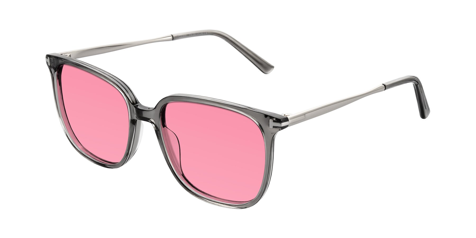 Angle of Trusten in Transparent Gray with Pink Tinted Lenses