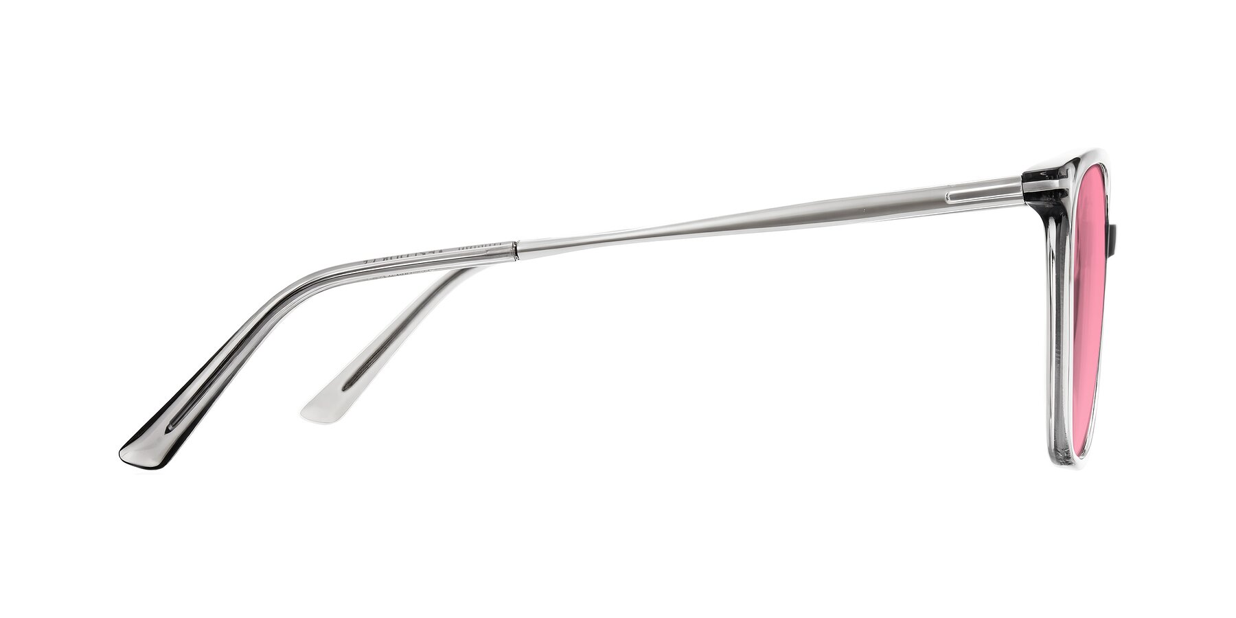 Side of Trusten in Transparent Gray with Pink Tinted Lenses