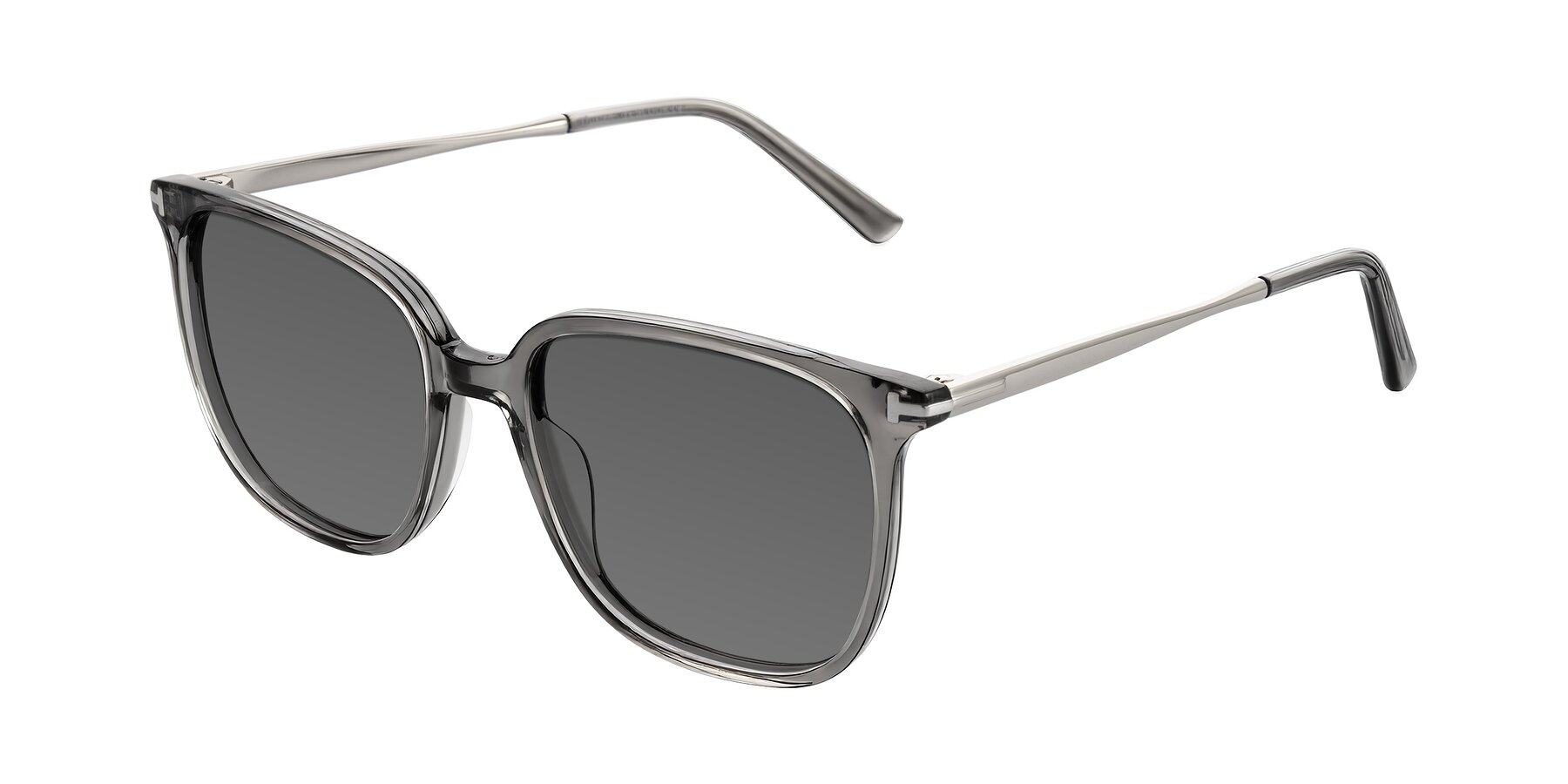 Angle of Trusten in Transparent Gray with Medium Gray Tinted Lenses