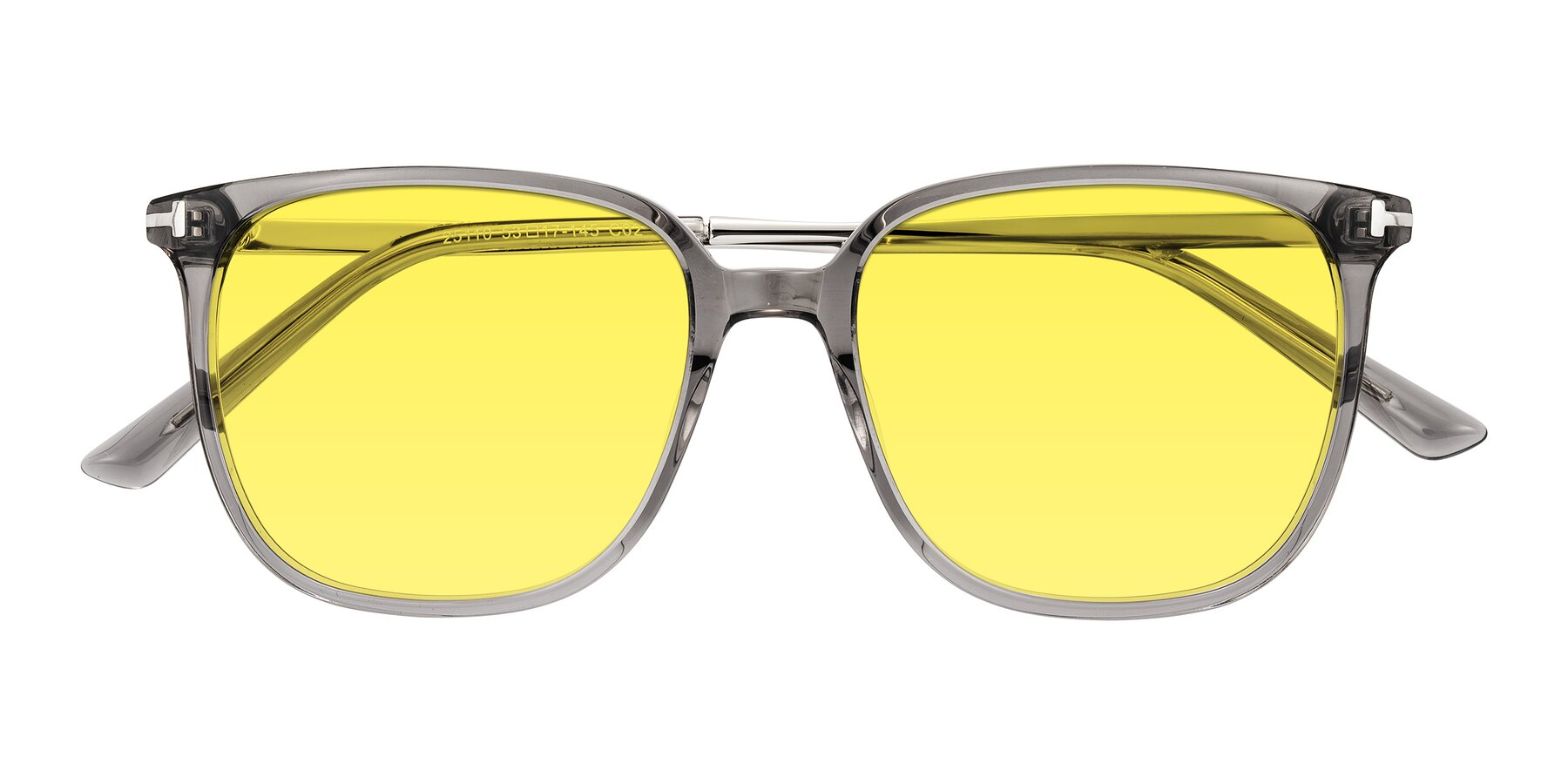 Folded Front of Trusten in Transparent Gray with Medium Yellow Tinted Lenses
