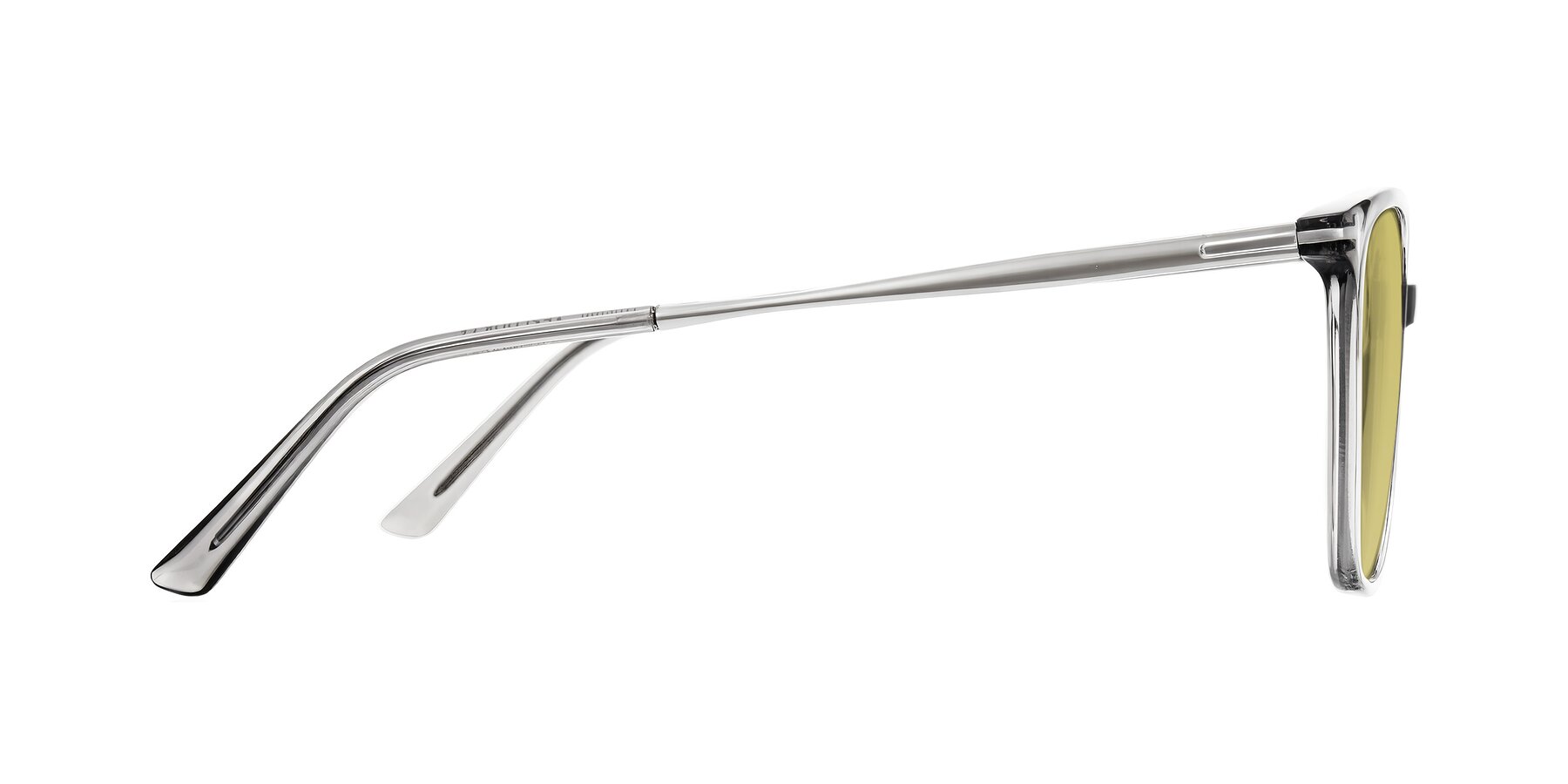 Side of Trusten in Transparent Gray with Medium Champagne Tinted Lenses