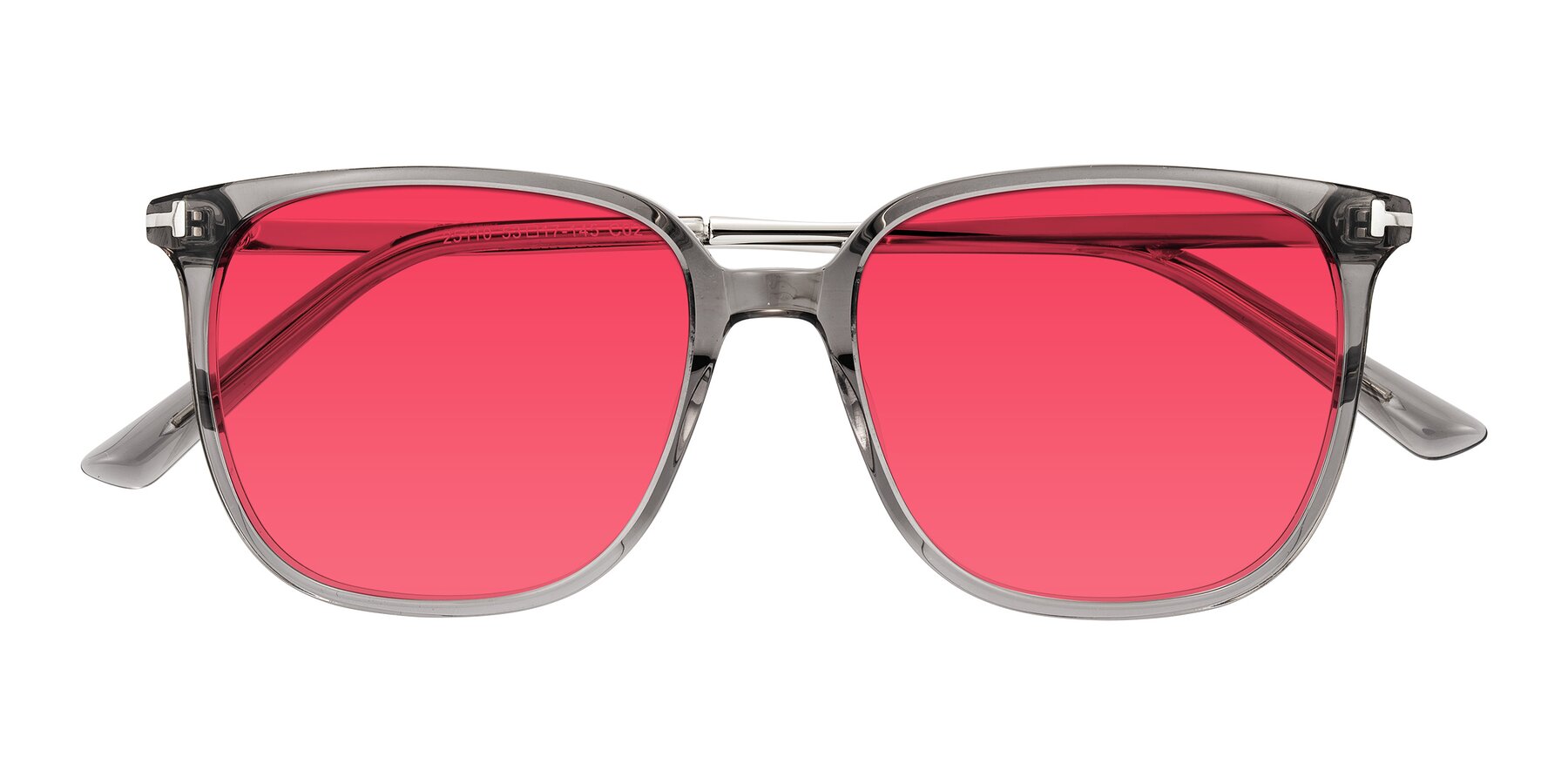 Folded Front of Trusten in Transparent Gray with Red Tinted Lenses