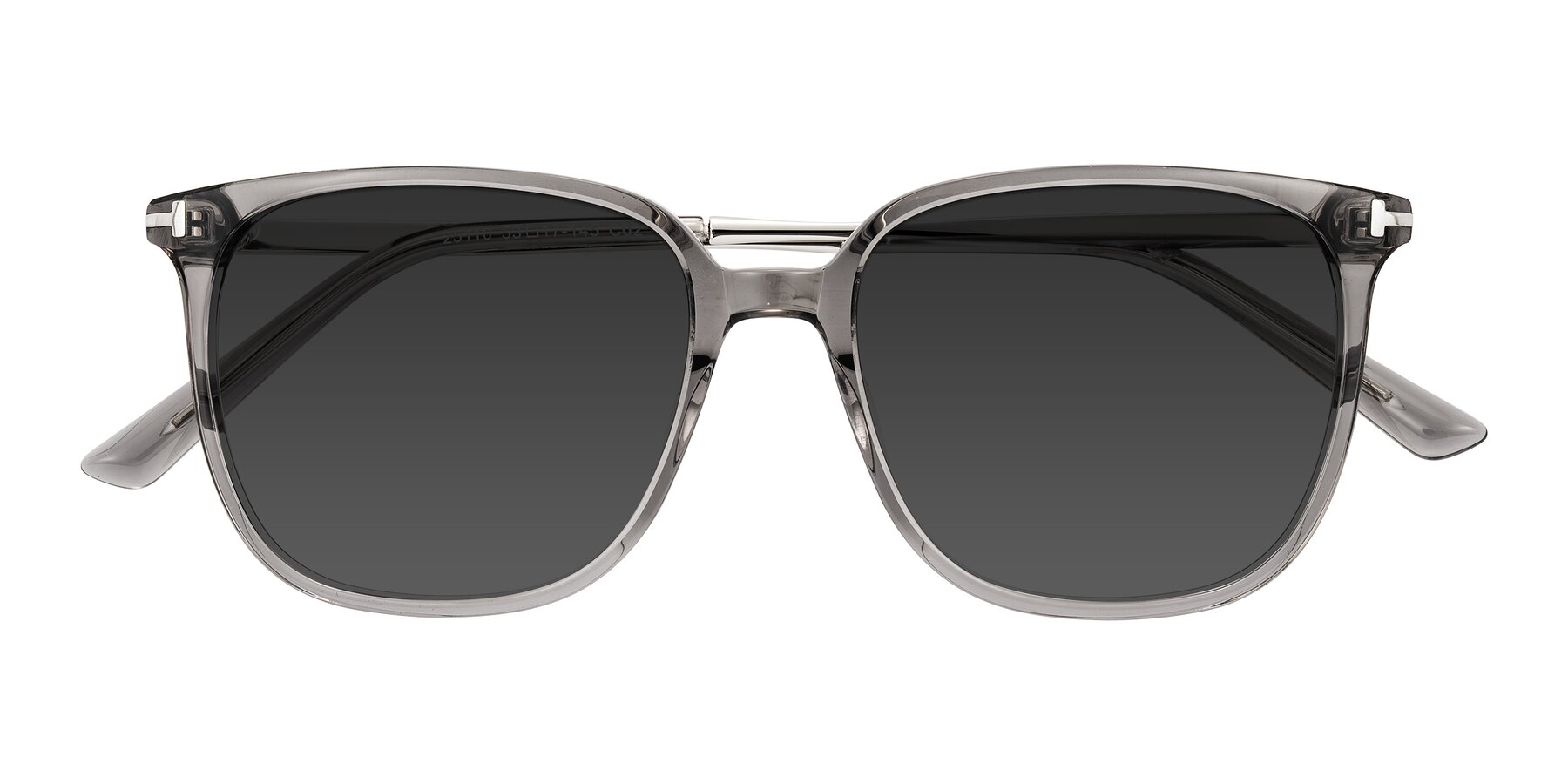 Folded Front of Trusten in Transparent Gray with Gray Tinted Lenses