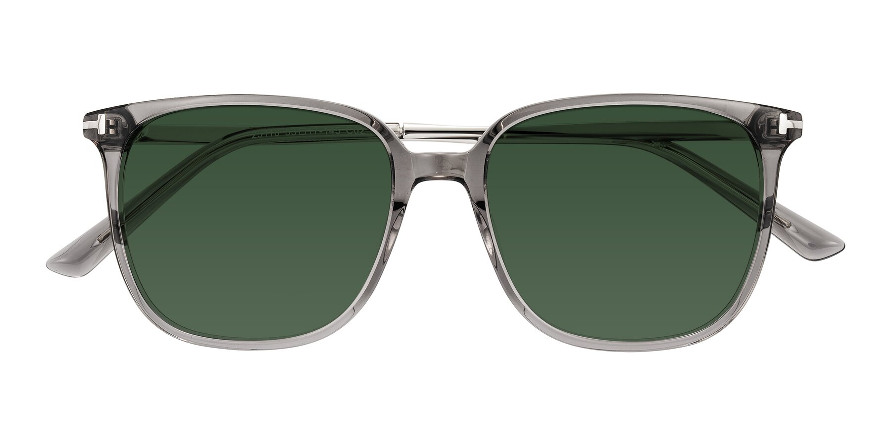 Folded Front of Trusten in Transparent Gray with Green Tinted Lenses