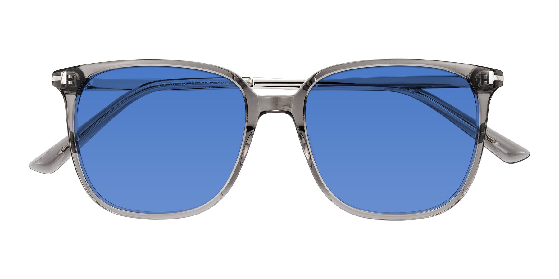 Folded Front of Trusten in Transparent Gray with Blue Tinted Lenses