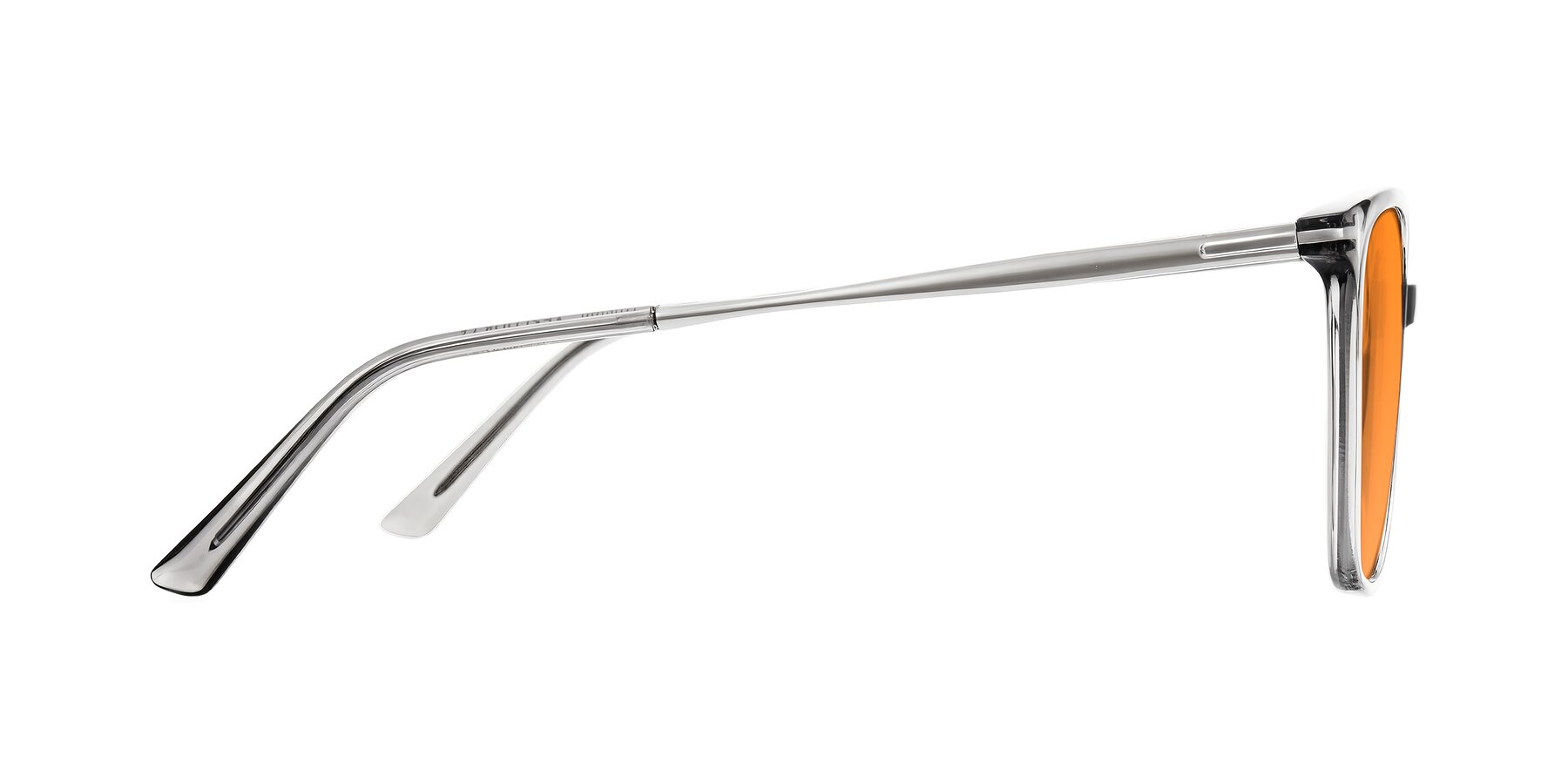 Side of Trusten in Transparent Gray with Orange Tinted Lenses