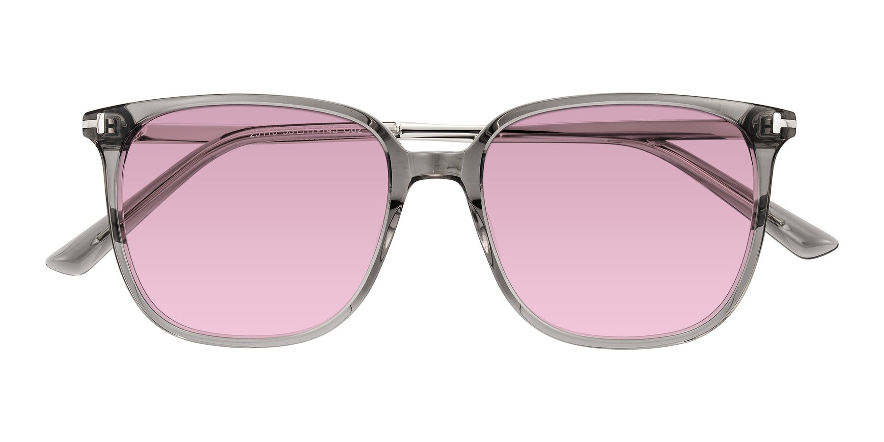 Folded Front of Trusten in Transparent Gray with Light Wine Tinted Lenses