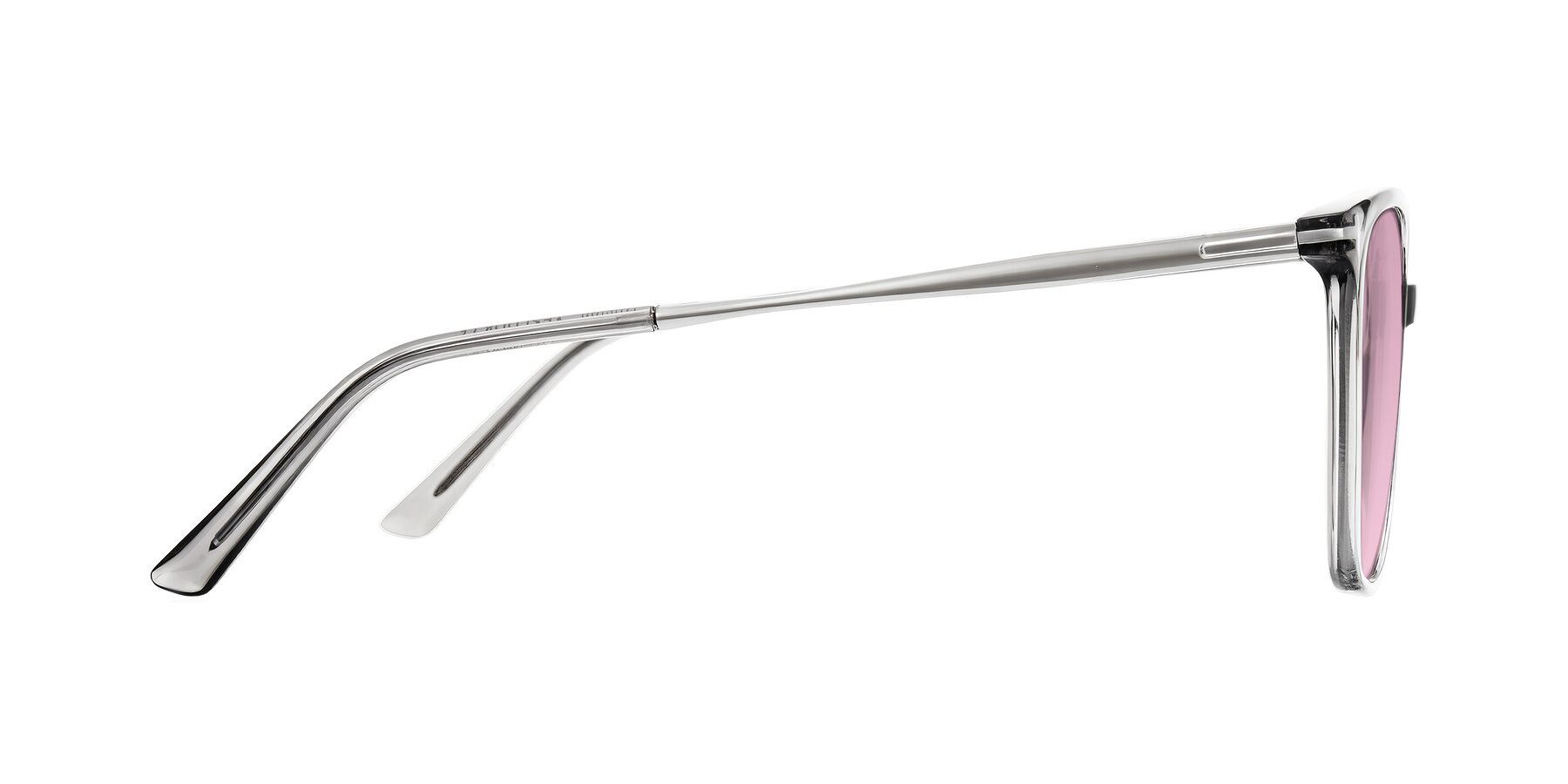 Side of Trusten in Transparent Gray with Light Wine Tinted Lenses