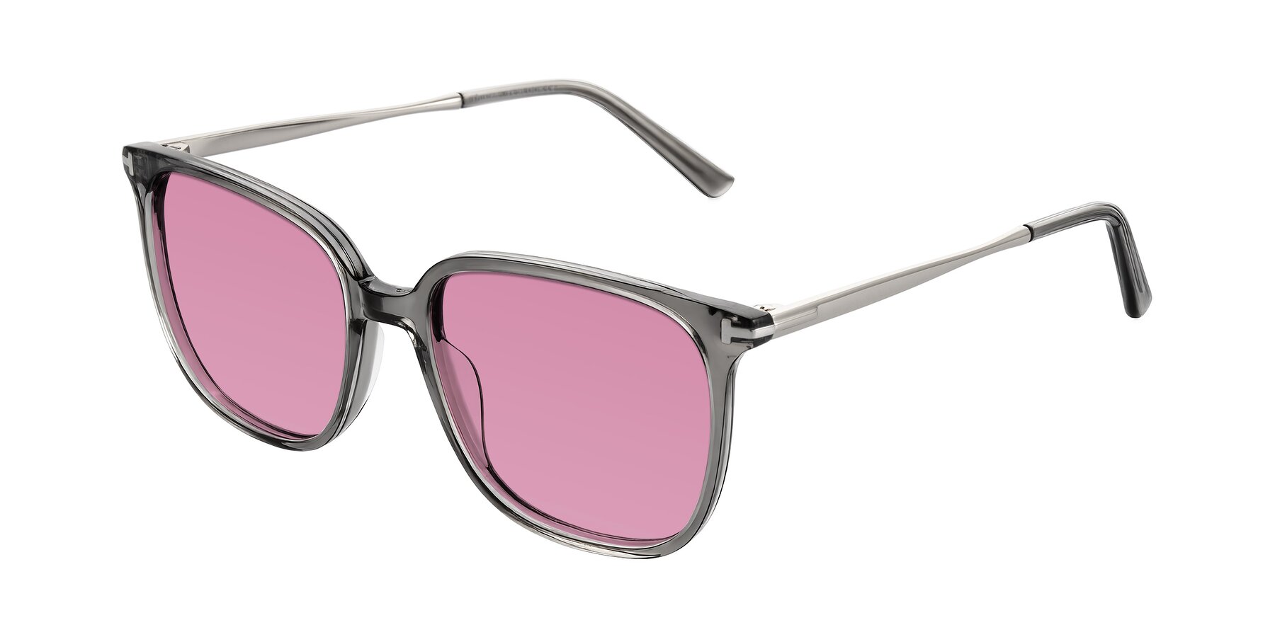 Angle of Trusten in Transparent Gray with Medium Wine Tinted Lenses